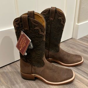 🐎BOULET🐎 #1135 ladies Barocco Calf Tobacco tooled square toe cowboy boots 7.5